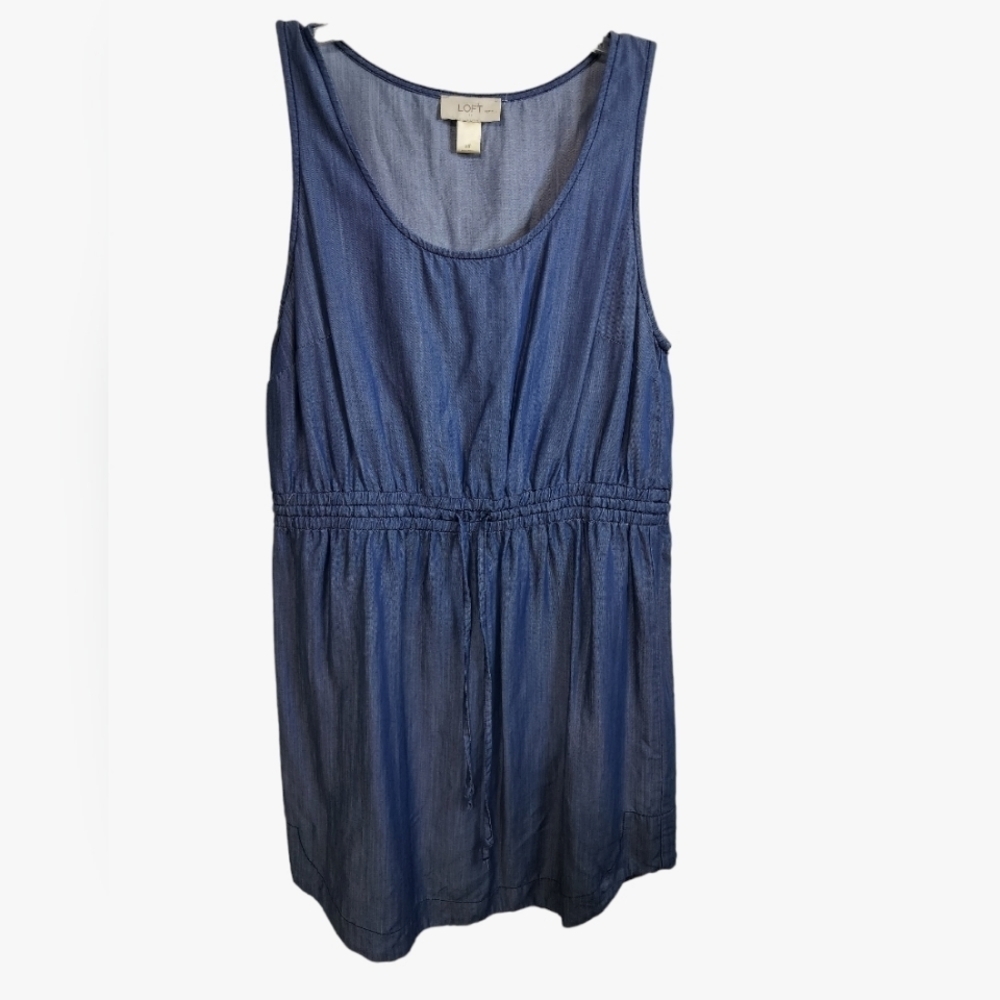 LOFT Blue Pleated Smocked Sundress